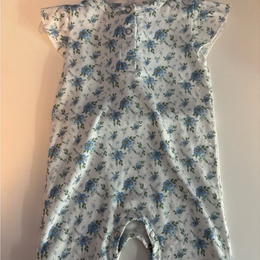 Floral Blue and White Kids One Piece